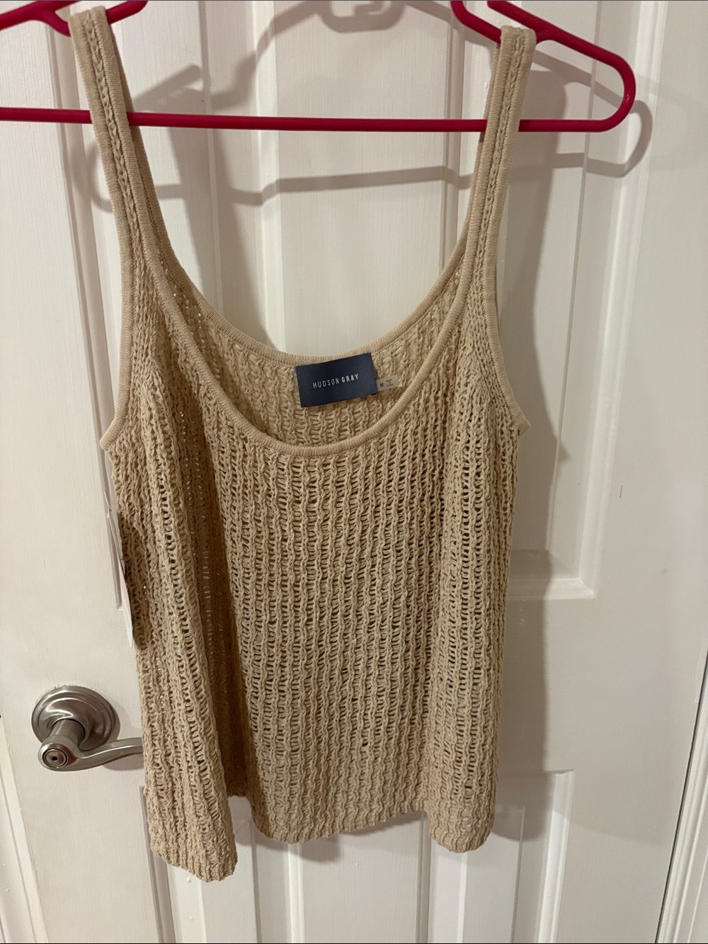 Hudson Gray Open-Knit Beige Tank Top